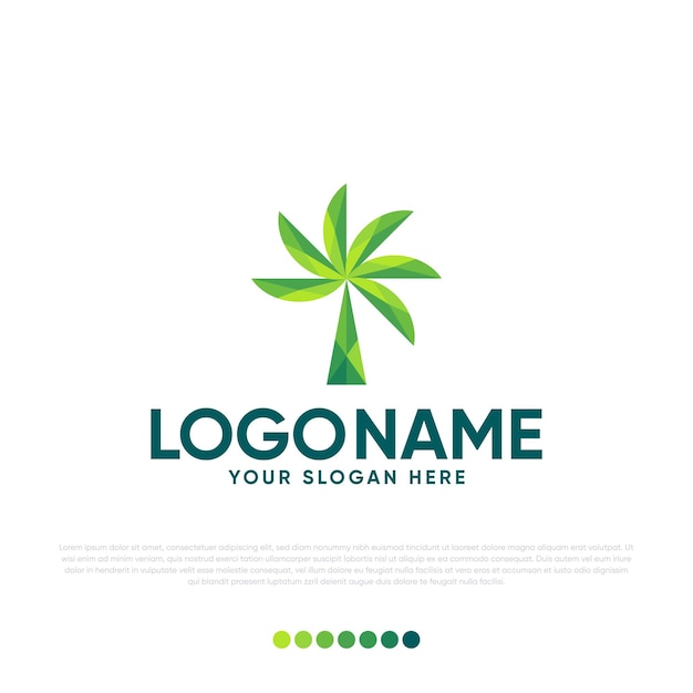 Poly Palm Logo-ontwerp Premium Vector