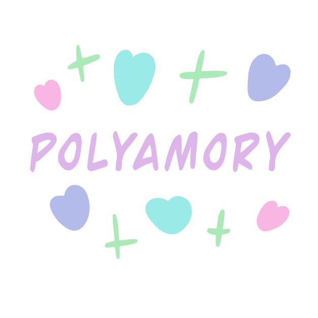 Vector polyamory  lettering polyamorous relationships