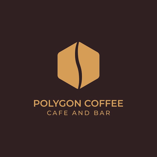 ポリゴンコーヒー豆のロゴデザインベクトルイラスト
