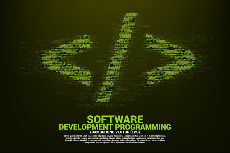 Vector polygon software development programming tag  with one and zero digit matrix style.
