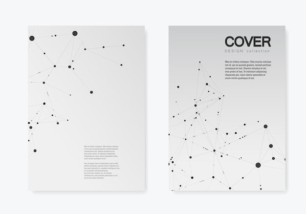 Polygonal abstract cover with connected line and dots