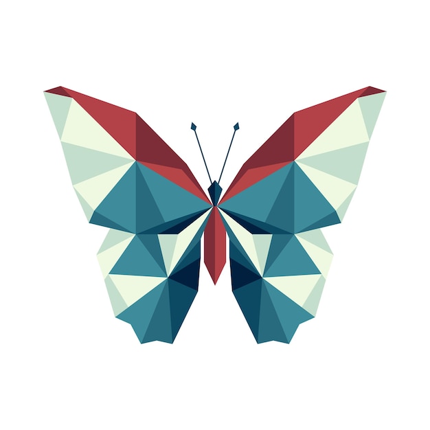 Vector polygonal butterfly icon and logo vector illustration isolated on white background colorful geometric butterfly