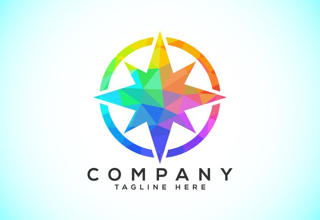 Polygonal Compass Concept Logo Design Compass Low Poly Logo sign and symbol Coastal icon