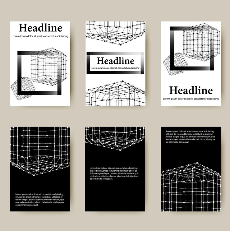 Vector polygonal design style letterhead and brochure for business. abstract line polygonal design.