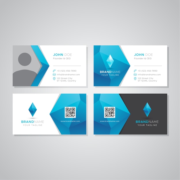 Polygonal diamond usiness card with photo