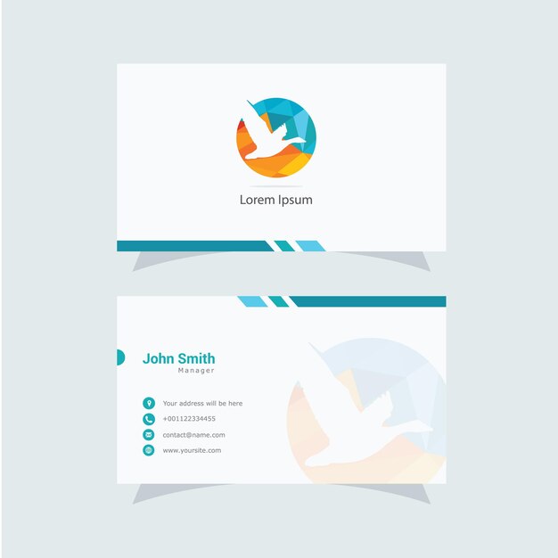 Vector polygonal duck logo abstract low poly bird flying vector design bird business card