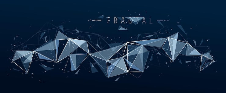 Vector 다각형 요소 벡터 추상 배경, 낮은 폴리 3d 개체, 원근감 프랙탈 디자인 요소의 연결된 선, 메쉬 격자 그물 기술 테마.