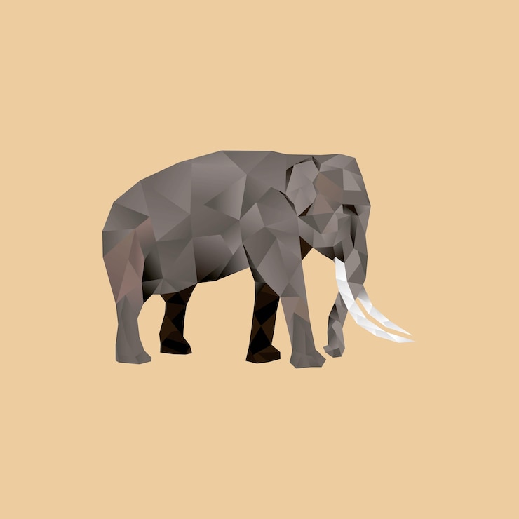 Vector polygonal elephant logo, geometrical elephant logo