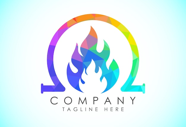Многоугольная иконка логотипа пламени огня Низкополигональная концепция дизайна логотипа нефтегазовой промышленности