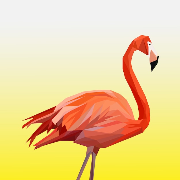 Vector polygonal flamingo