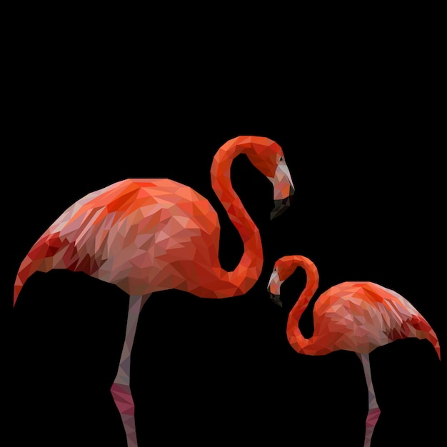 Vector polygonal flamingo