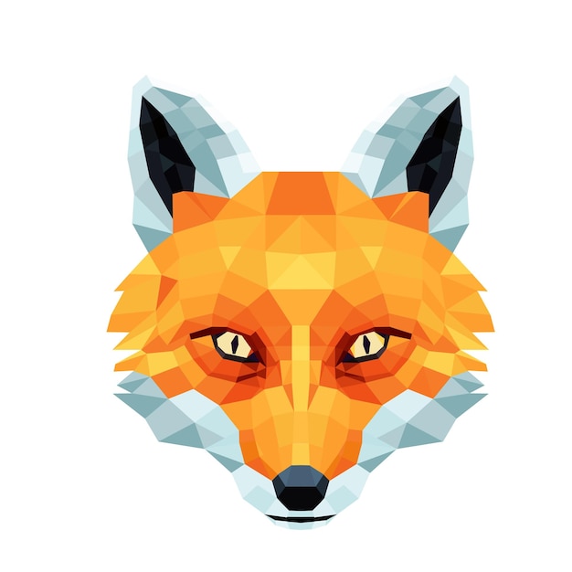 polygonal fox head vector.