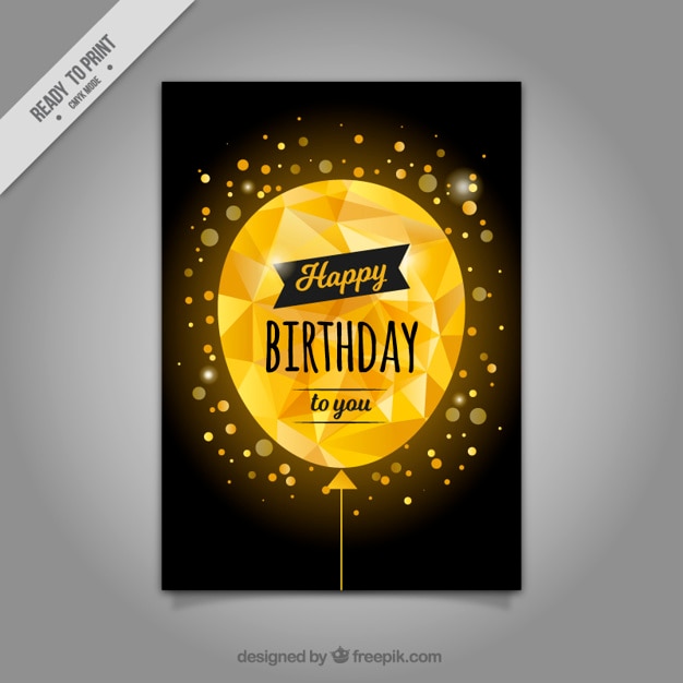 Vector polygonal golden balloon card