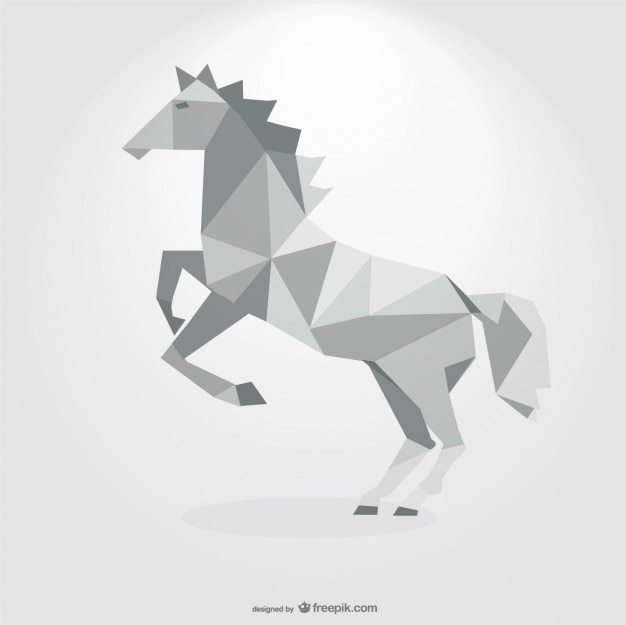 Vector polygonal grey horse geometric triangle design