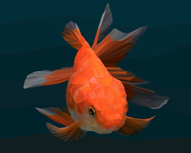 Vector polygonal illustration of gold fish