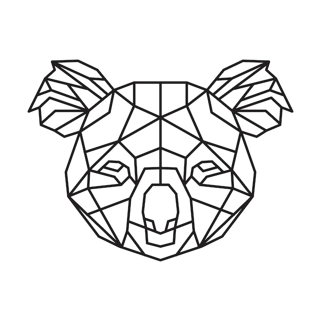 Polygonal koala geometric line animal vector illustration