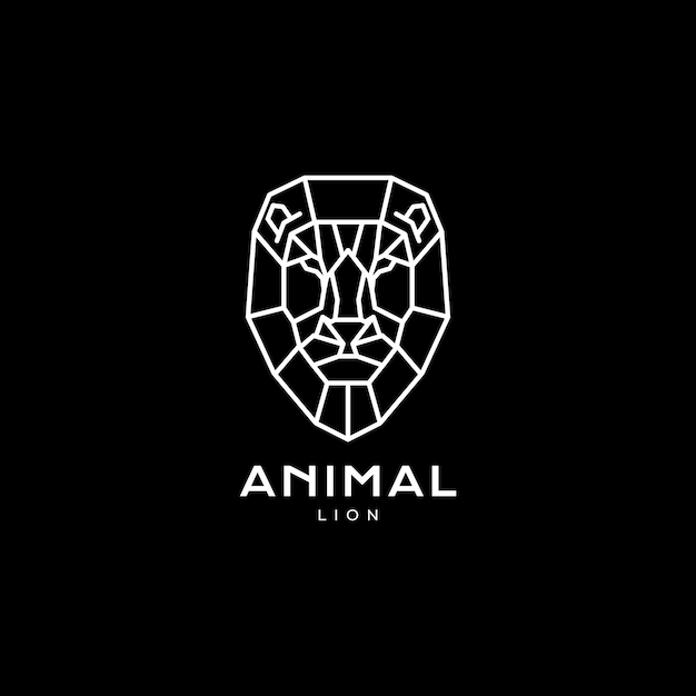 Polygonal line head lion logo design