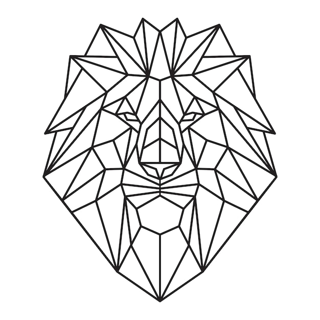 polygonal lion geometric line animal vector illustration