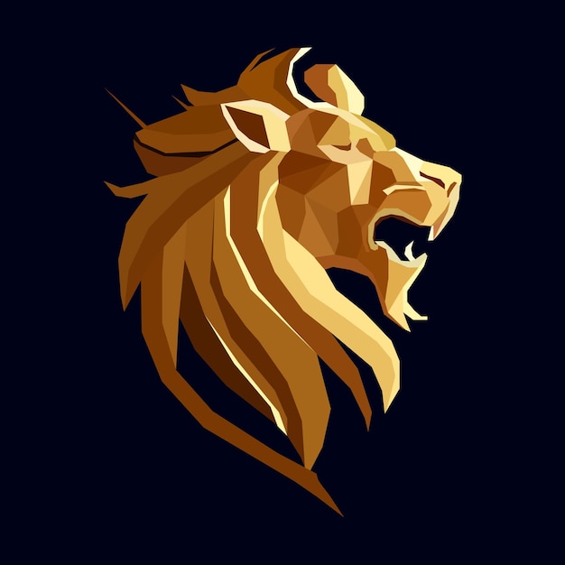 Vector polygonal lion head