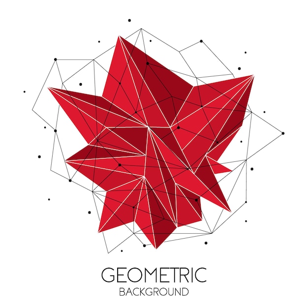 Polygonal red abstract futuristic template low poly sign