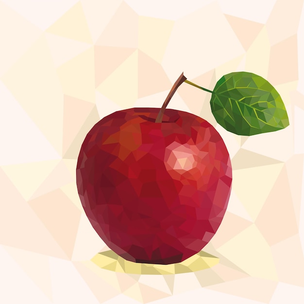 Polygonal red apple in vector