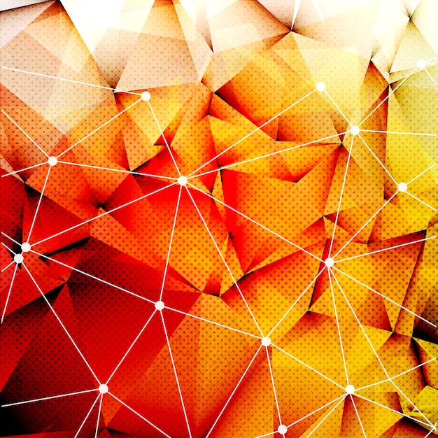 Polygonal Red Orange Triangles Techno Textured Background 