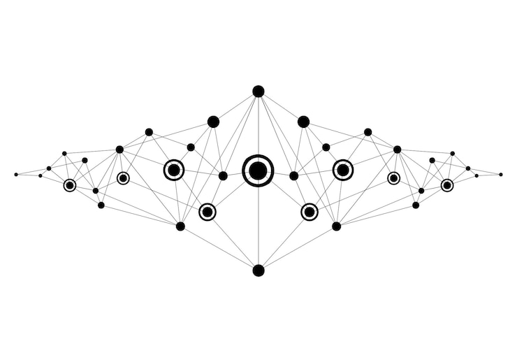 Vector polygonal space background with connecting dots and lines
