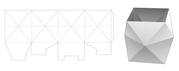 Polygonal stationery box die cut template