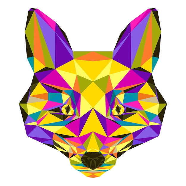 Vector polygonal triangle geometric fox portrait  isolated on white