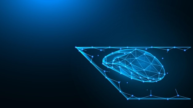 Многоугольная векторная иллюстрация компьютерной мыши на темно-синем фоне
