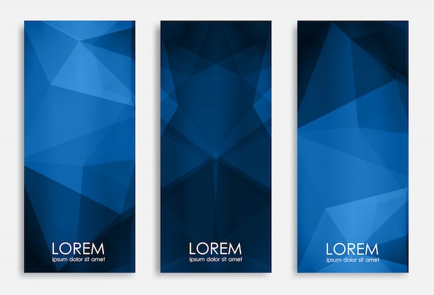 Vector polygonal vertical backgrounds set for rollups