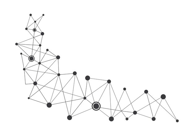 Vector polygonal with connecting dots and lines