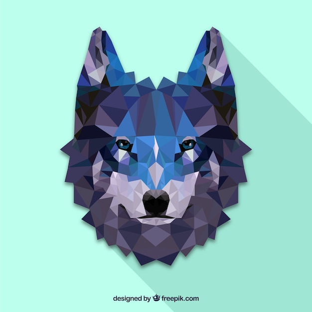 Вектор Полигональное лицо волка