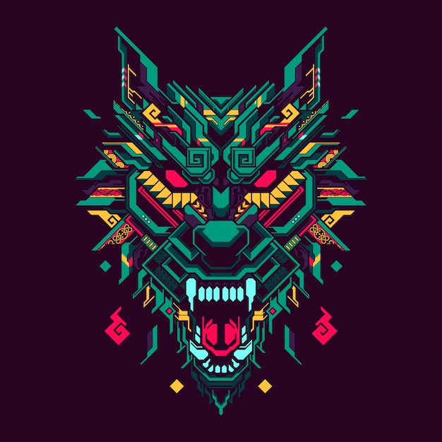 Polygonal wolf head illustration