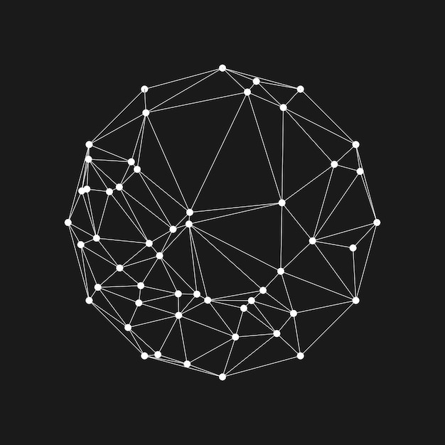 Многоугольный мир соединяет линии данных и точки футуристической технологией