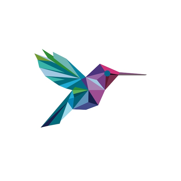 Polygonale vogel logo Mosaïek van driehoeken Hummingbird logo