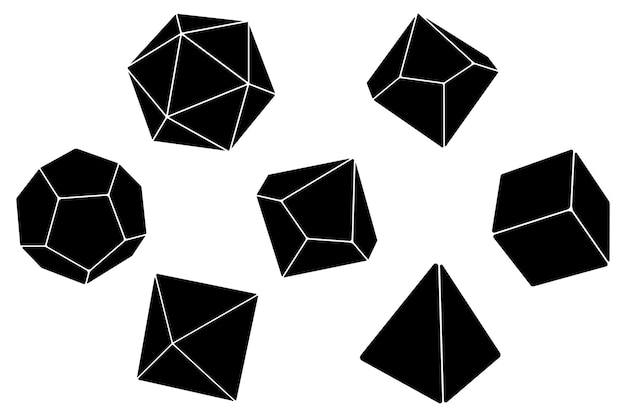 Polyhedral Solid Dice Shapes voor Dungeons and Dragons en RPG-games