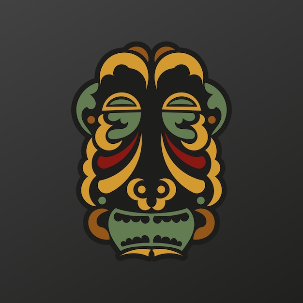polynesia mask in baroque color luxurious pattern with lace motifs isolated vector illustration