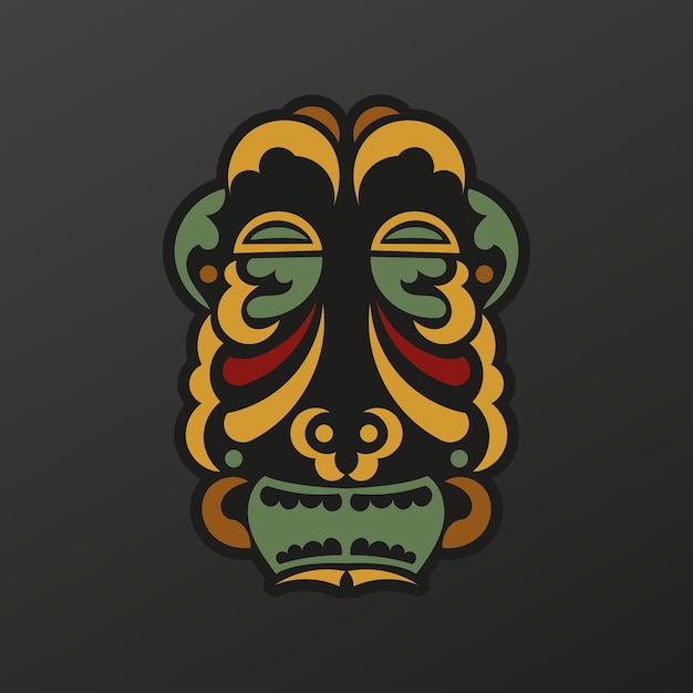 Polynesia mask in baroque color luxurious pattern with lace motifs isolated vector illustration