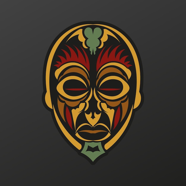 polynesia totem mask in baroque color face of the gods of ancient tribes tattoo luxurious pattern with lace motifs isolated vector illustration