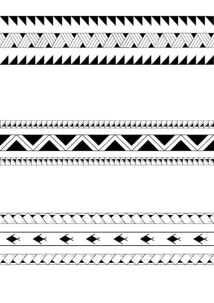 Трафарет татуировки полинезийской повязки pattern samoan черно-белая текстура векторная иллюстрация