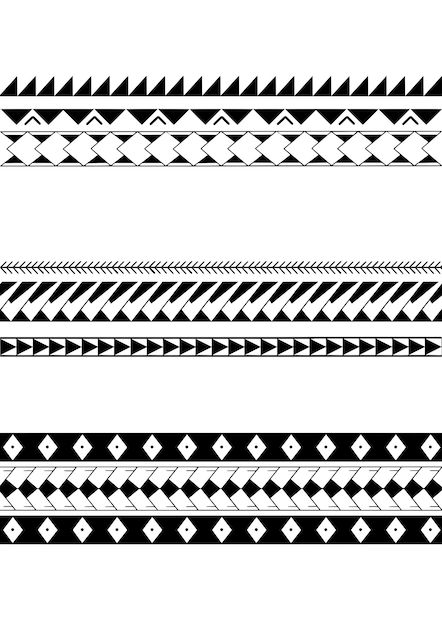 Polynesian armband tattoo stencil Pattern samoan Black and white texture Vector illustration