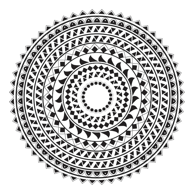 Polynesian circle tattoo style mandala pattern vector illustration