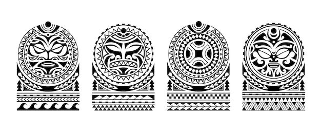ポリネシアの肩のタトゥー セット デザイン パターン アボリジニ サモア