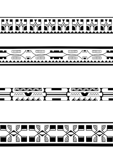 Polynesische armband tattoo stencil Patroon samoan Zwart-wit textuur Vector illustratie