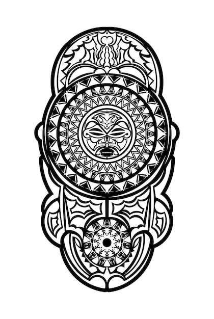 Polynesische maori gezicht tattoo vector patroon, hawaiiaanse man of vrouw tribal design. hawaiiaans geometrisch gezicht zwart-wit - etnische achtergrond