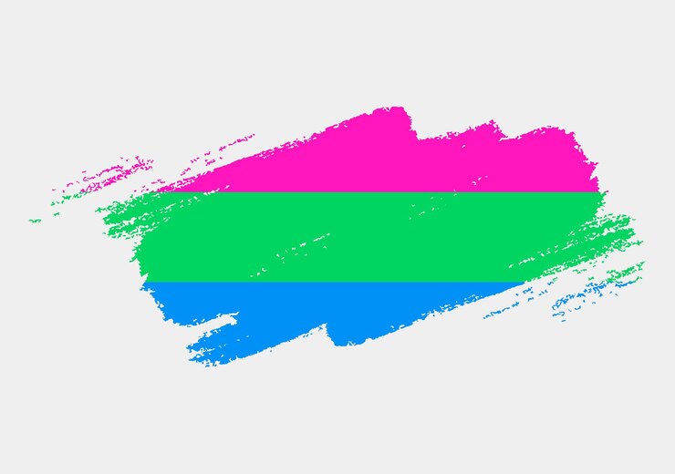 वेक्टर polysexual pride flag painted with brush on white background lgbt rights concept