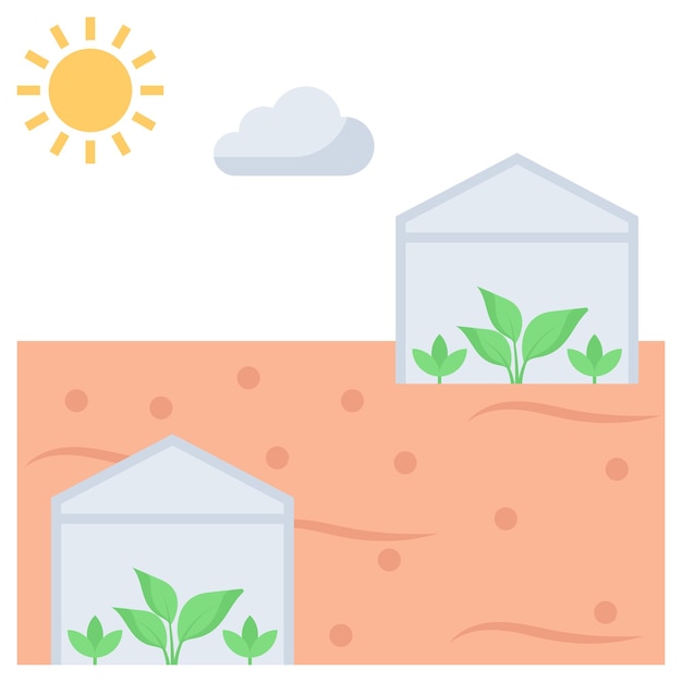 Polytunnels 개념 후프 온실 벡터 디자인 스마트 농업 디지털 농업 농업