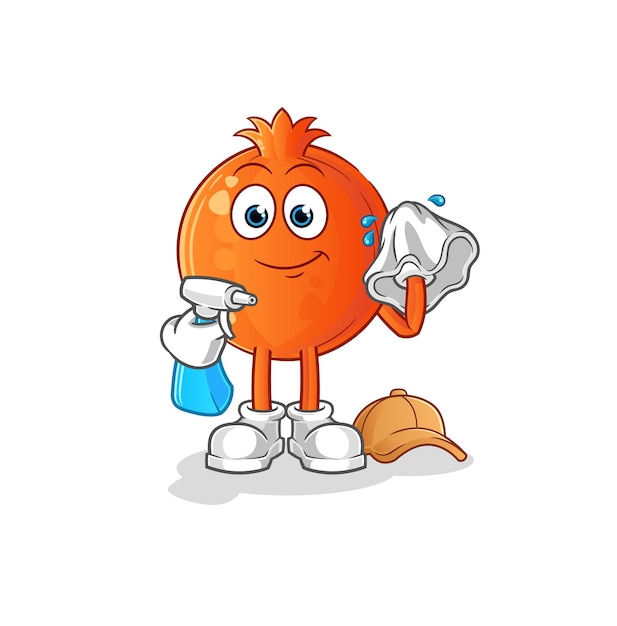 Pomegranate cleaner vector. cartoon character