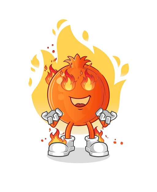 Vector pomegranate on fire mascot. cartoon vector